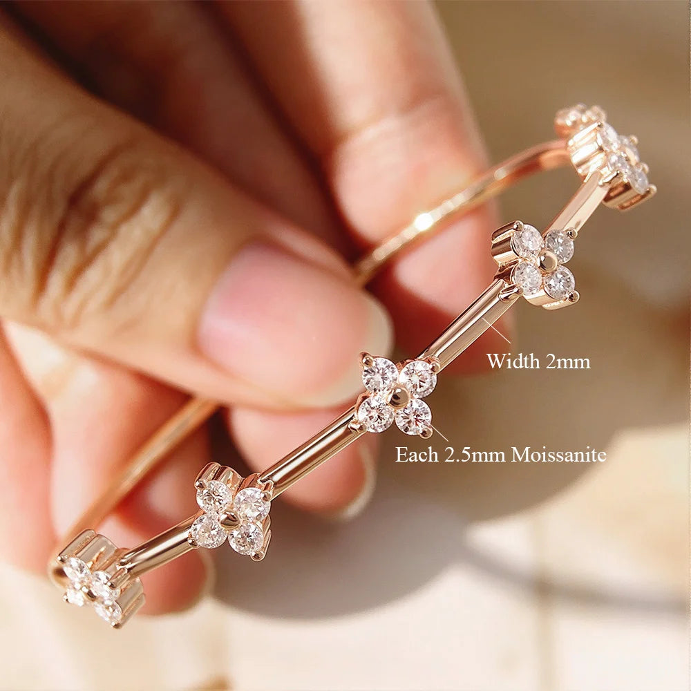 COSYA 2.5mm Flower Moissanite Bangles Bracelet for Women S925 Silver Plated 18K Gold Clover Lab Diamond Luxury Fine Jewelry Gift