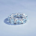 Fashion Sea Blue Topaz Jewelry Sets Luxury 18K White Gold Plated Women Wedding Bands Ring Bracelet Elegant Crystals Accessories