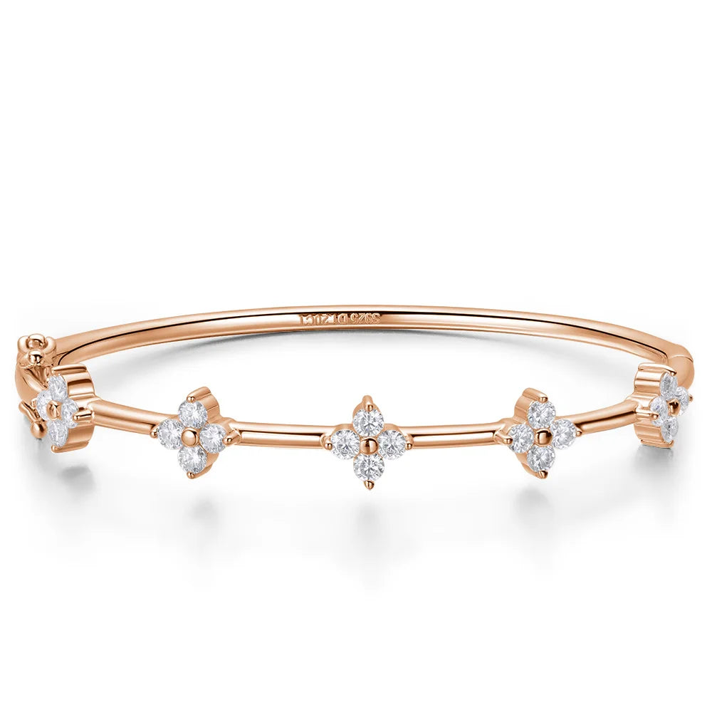 COSYA 2.5mm Flower Moissanite Bangles Bracelet for Women S925 Silver Plated 18K Gold Clover Lab Diamond Luxury Fine Jewelry Gift