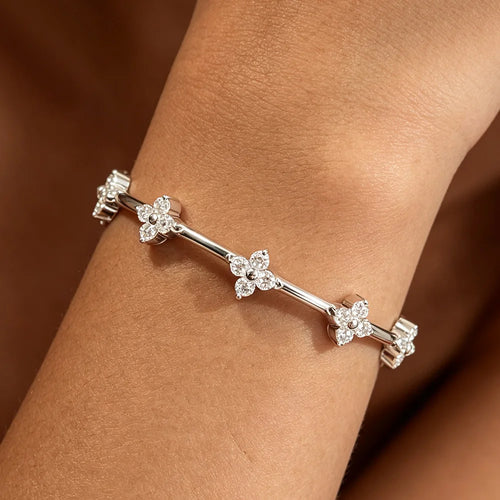 COSYA 2.5mm Flower Moissanite Bangles Bracelet for Women S925 Silver Plated 18K Gold Clover Lab Diamond Luxury Fine Jewelry Gift