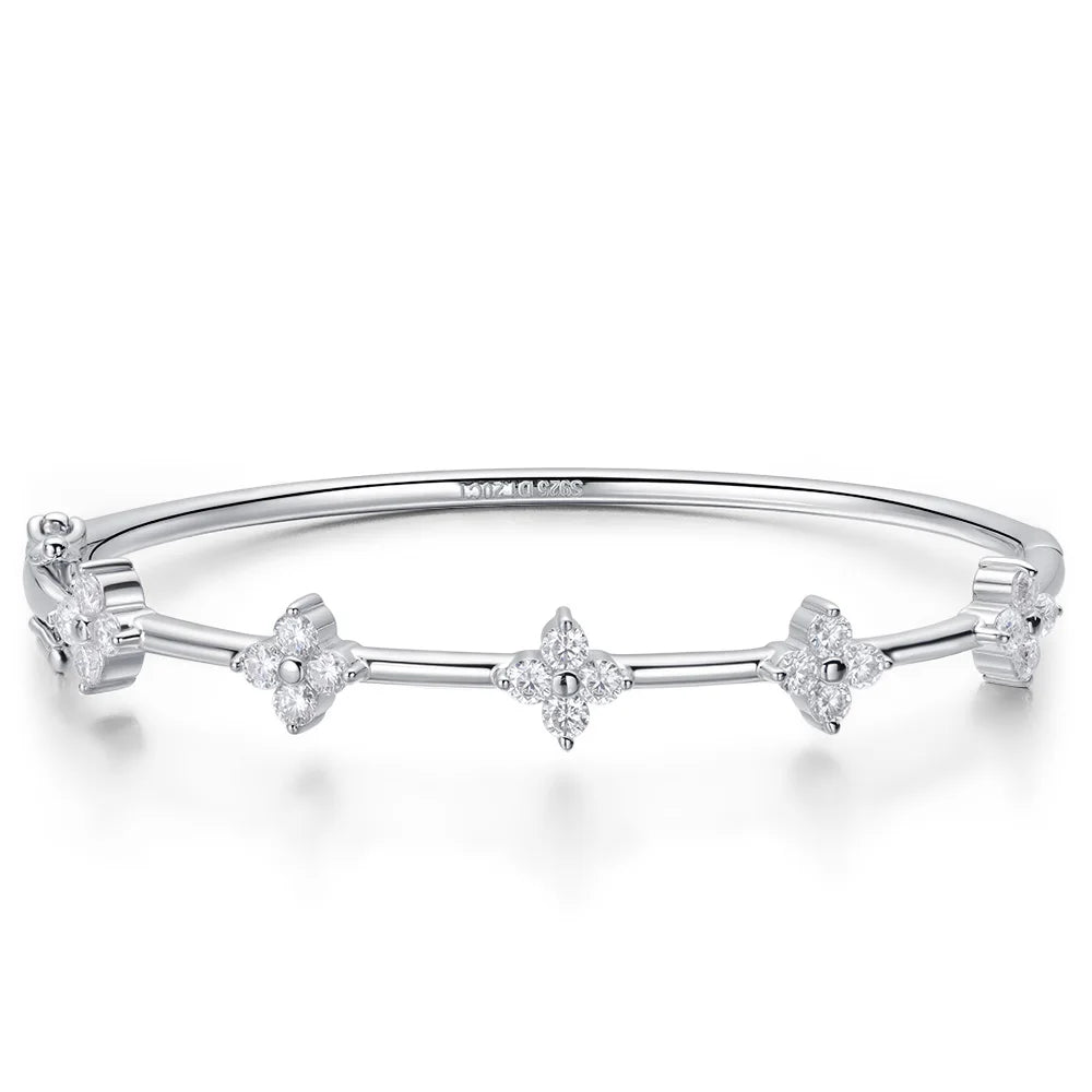 COSYA 2.5mm Flower Moissanite Bangles Bracelet for Women S925 Silver Plated 18K Gold Clover Lab Diamond Luxury Fine Jewelry Gift