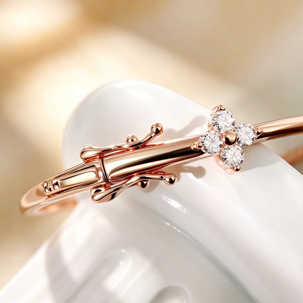 COSYA 2.5mm Flower Moissanite Bangles Bracelet for Women S925 Silver Plated 18K Gold Clover Lab Diamond Luxury Fine Jewelry Gift